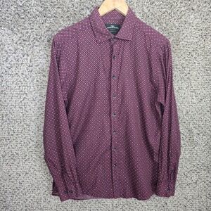 Rodd & Gunn Dress Shirt Mens Medium Button Up Sports Fit Made In Italy Burgundy
